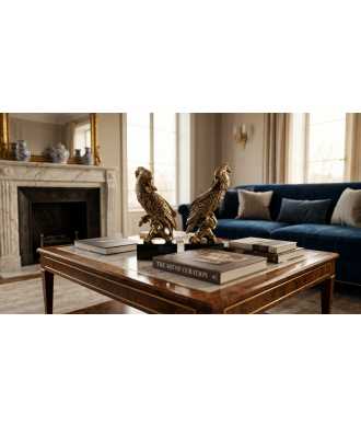 Antique Gold & Brown Parrot Couple 2 —  Decoration Luxury | Maison Imperiale