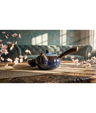 Set en Porcelaine Bleue avec Poignées en Bois —  Décoration Luxury | Maison Imperiale