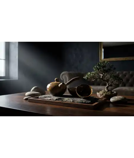 Khaki Porcelain Set with Wooden Handles —  Decoration Luxury | Maison Imperiale