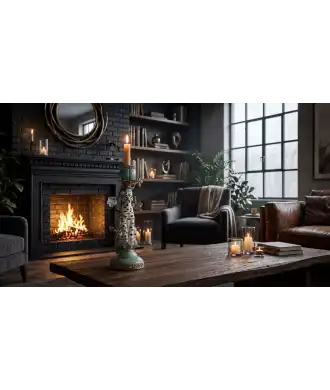 Bougeoir Léopard Vert Beige & Or —  Décoration Luxury | Maison Imperiale