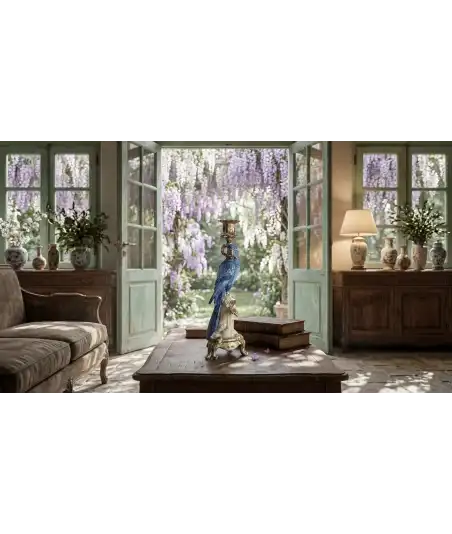 Bougeoir Perroquet Bleu & Or —  Décoration Luxury | Maison Imperiale