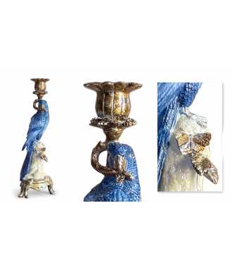 Blue & Gold Parrot Candle Holder 7 —  Decoration Luxury | Maison Imperiale