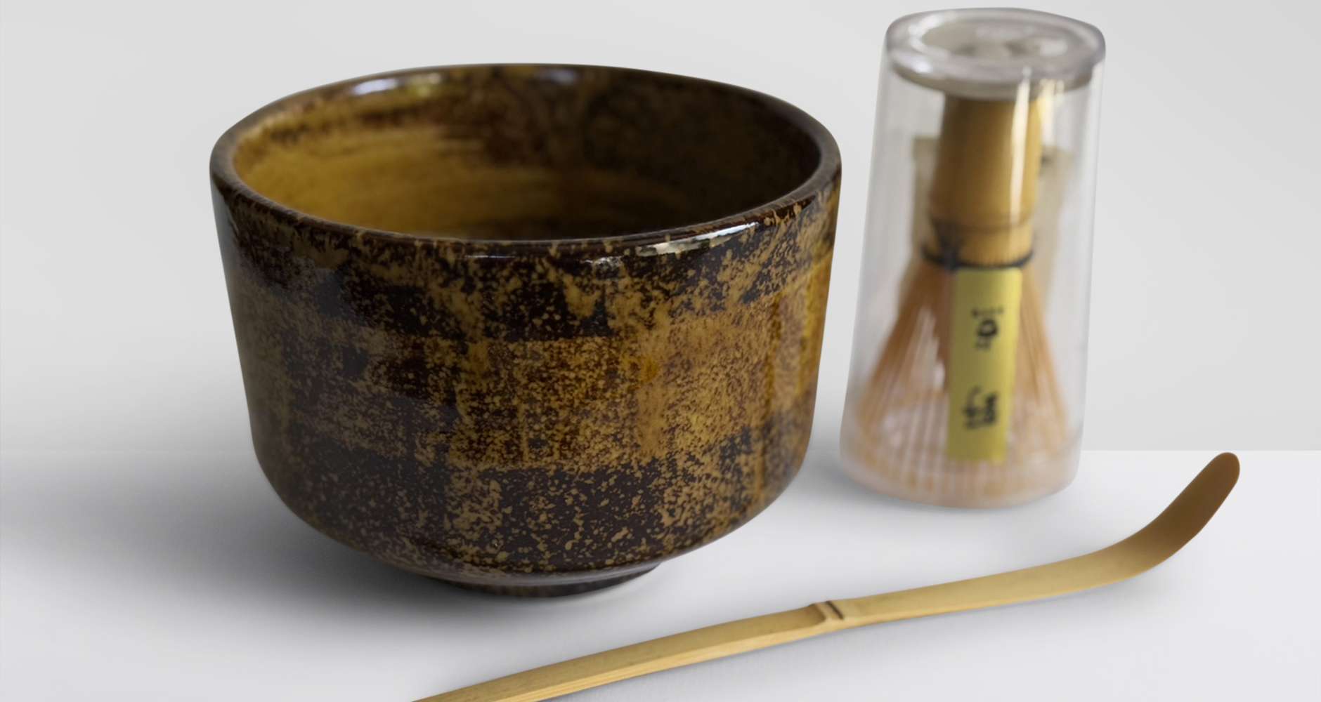 Matcha Set – brown Bowl, Whisk, and Scoop