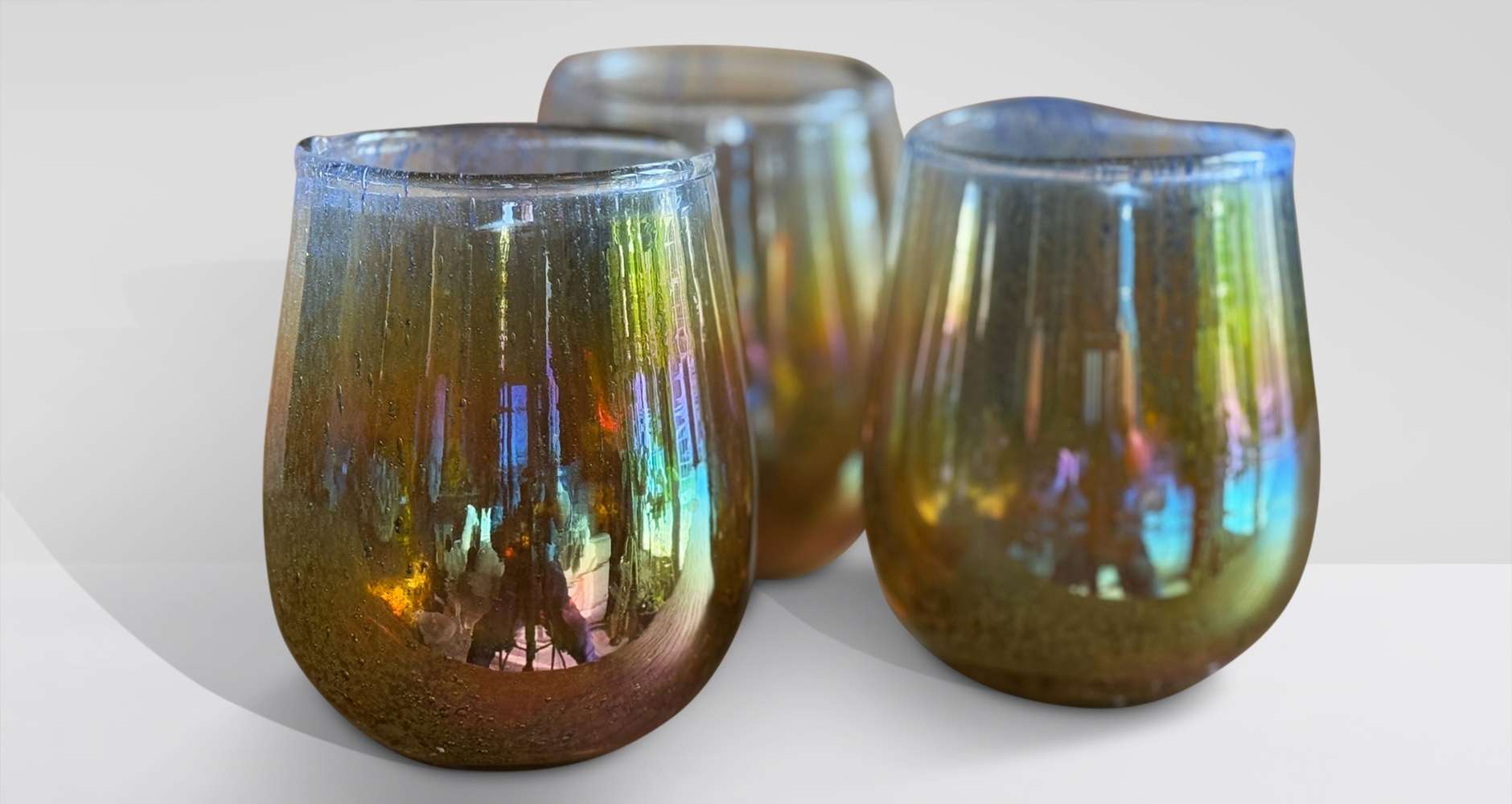Iridescent Orange Candle Holders