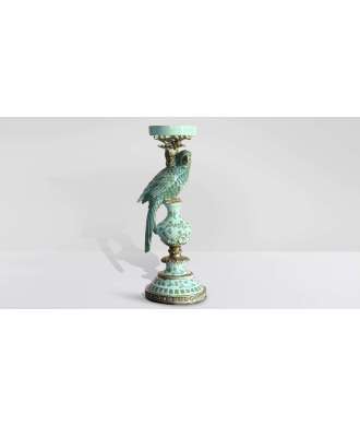 Parrot candle holder Green, Gold