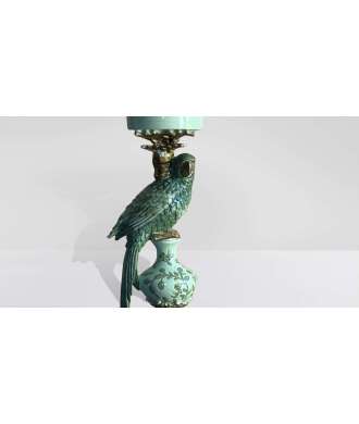 Parrot candle holder Green, Gold