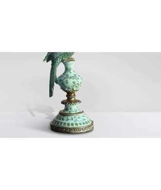 Parrot candle holder Green, Gold