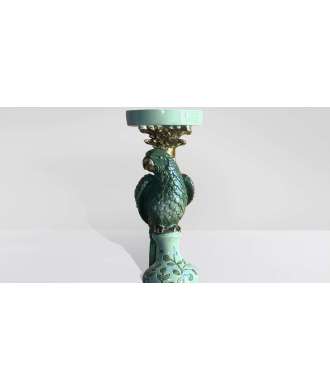 Parrot candle holder Green, Gold