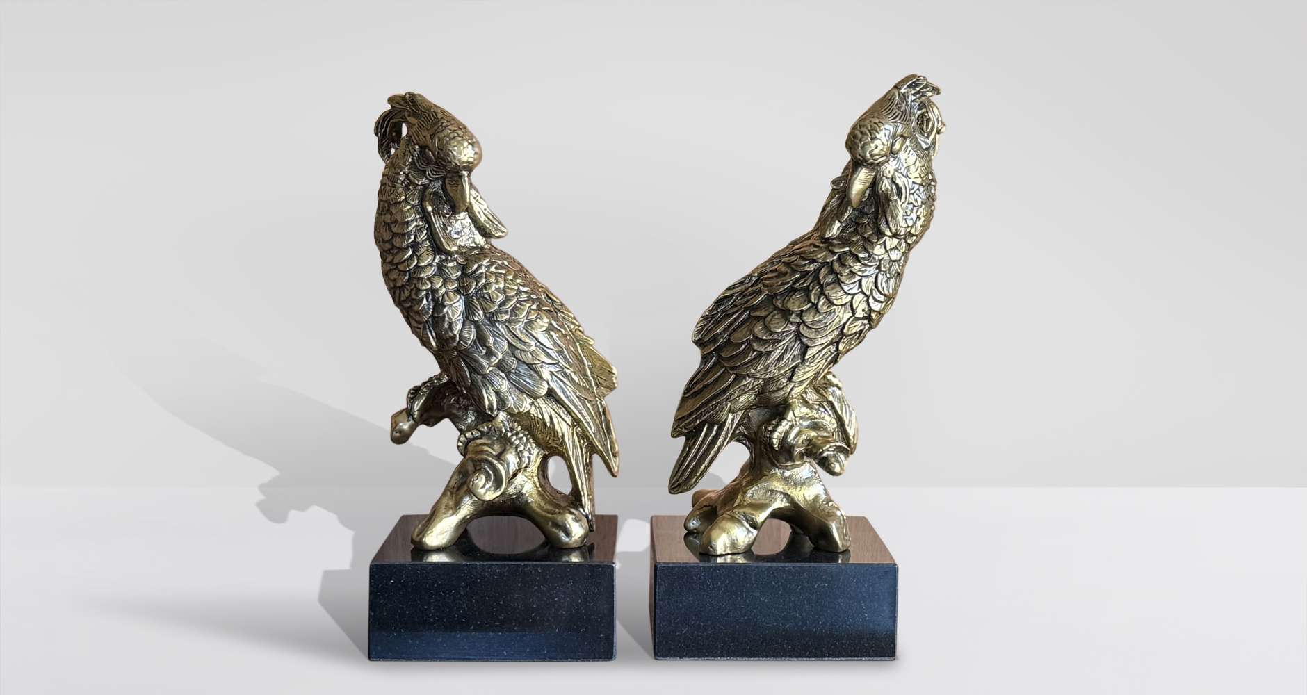 Pair of parrots Antique Gold, Brown